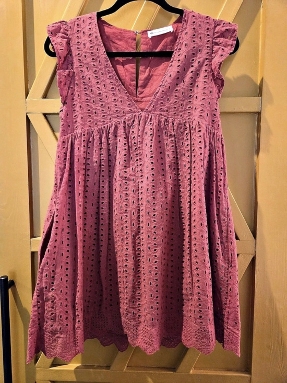 the impeccable pig Eyelet Mini Skort Romper Dress in Mauve Like New